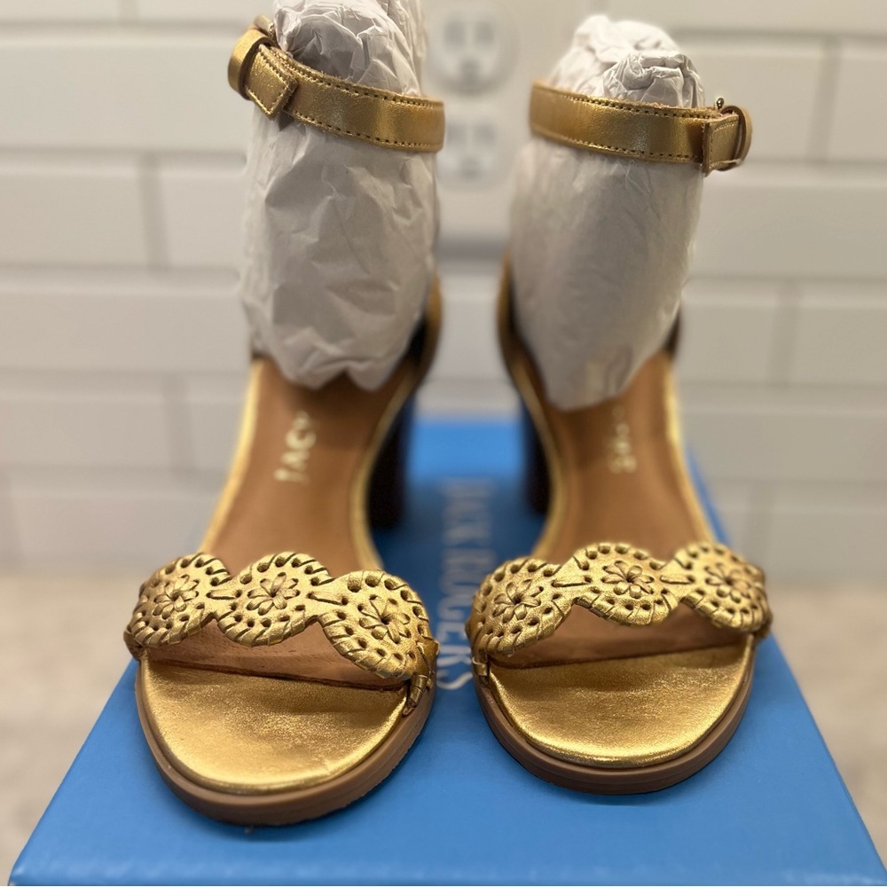 Jack Rogers Metallic Gold Heels- worn once for photo!